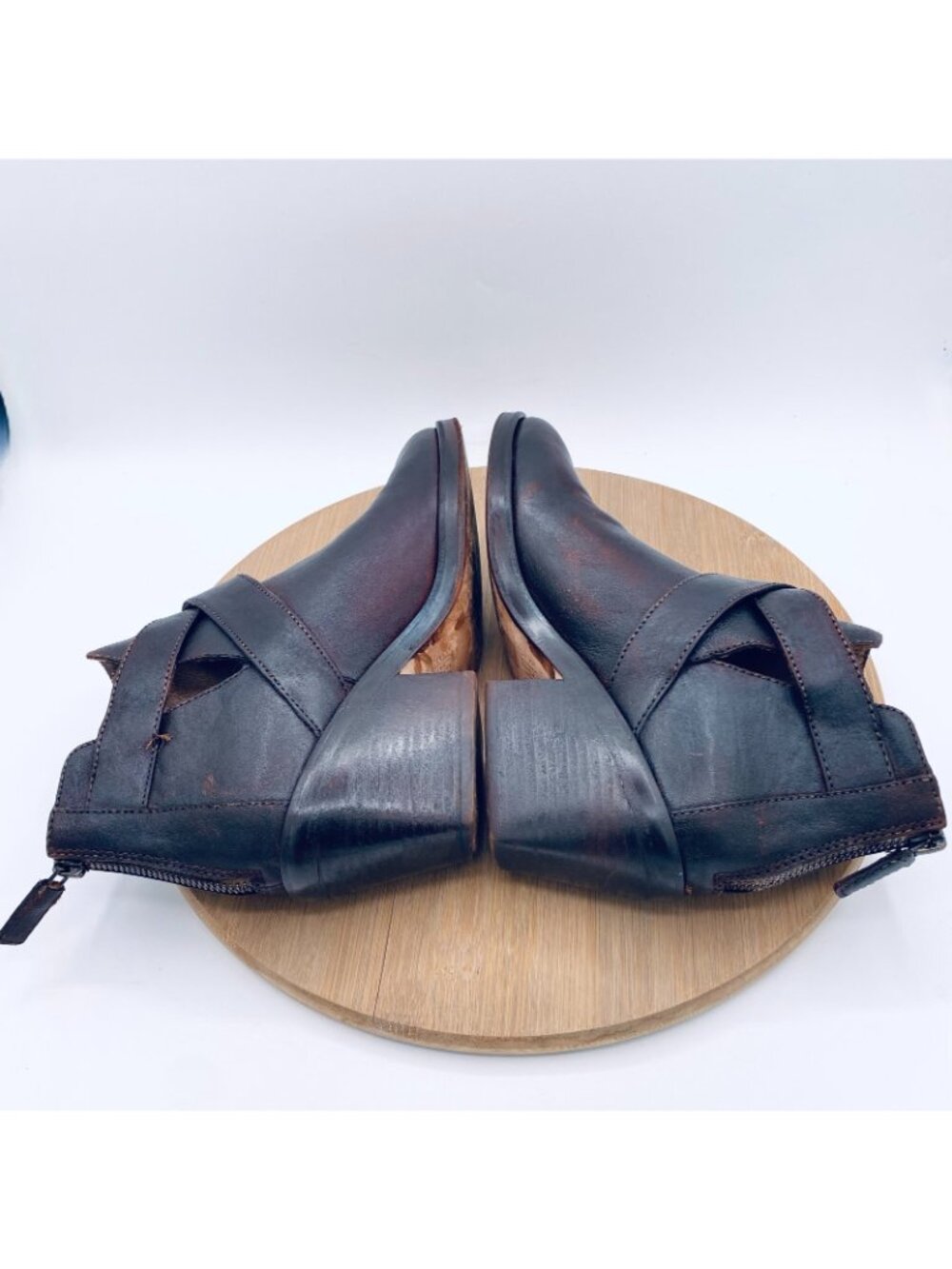 Eileen Fisher Boots Womens 7 Brown Leather Zip Back Ankle Minimalist $249 - Picture 9 of 11